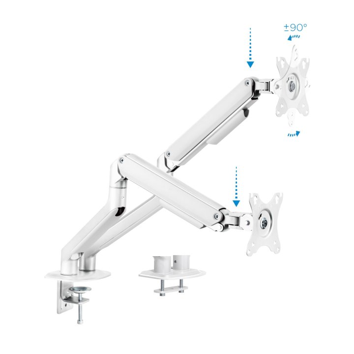 Soporte De Mesa Tooq Db4132tnr-w Para 2 Pantallas 17-32" Max 9kg brazo Vesa Max. 100x100 Blanco