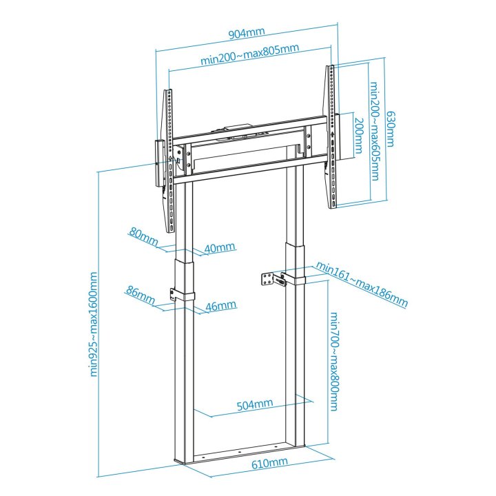 Soporte De Suelo Fijo Electrico Tooq Fsm01-b Para Pantalla De 55"-100" Negro Regulacion De Altura Ve