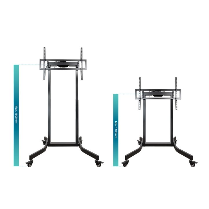 Soporte De Suelo Con Ruedas Tooq Fsm02-b Para Pantallas De 55"-100" Negro Regulacion Electrica De Al