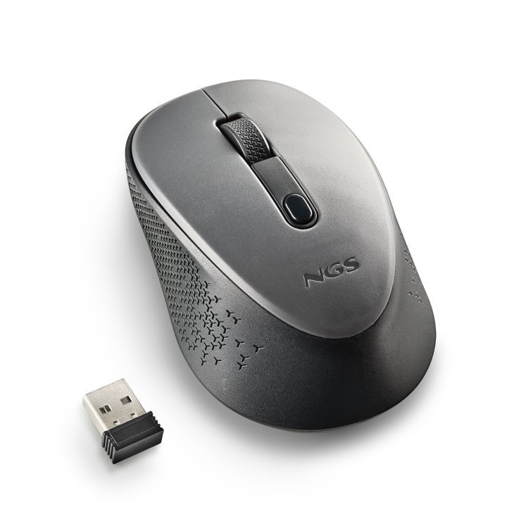 Mouse Ngs Dew Gray Optico Inalambrico De 2,4ghz Con Nano Receptor
