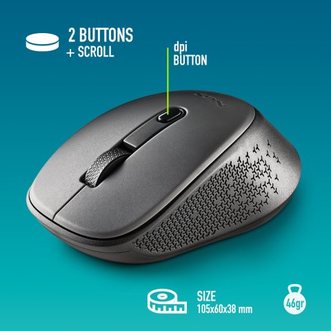 Mouse Ngs Dew Gray Optico Inalambrico De 2,4ghz Con Nano Receptor