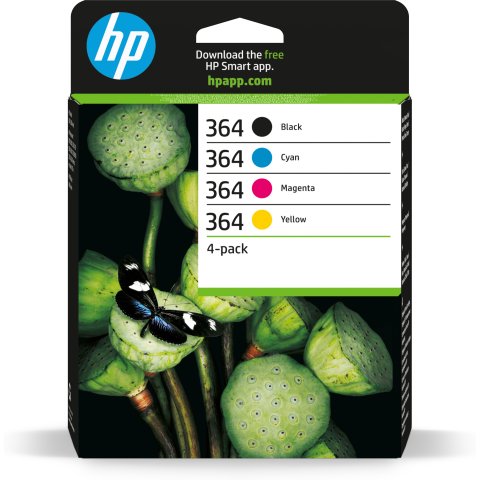 Pack Cartucho Hp 364 Negro Cian Magenta Y Amarillo (n9j73ae) Hp Photosmart Serie C5300, C6300, B210, B110 Y Deskjet Serie 352