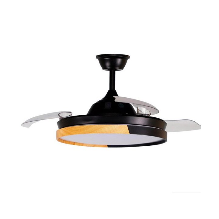 Ventilador Emperador 72w Negro/haya 3 Aspas Desplegables 7200lm Control Remoto Temporizador Memoria
