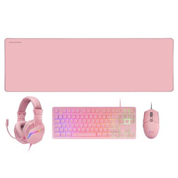 Pack Teclado Mouse Headset Y Alfombrilla Mars Gaming Mcp-rgb3 Pink Teclado Tkl H-mech Red Mouse Rgb Flow 3200dpi Headset Frgb