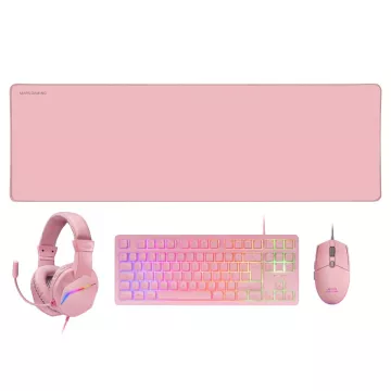 Pack Teclado Mouse Headset Y Alfombrilla Mars Gaming Mcp-rgb3 Pink Teclado Tkl H-mech Red Mouse Rgb Flow 3200dpi Headset Frgb