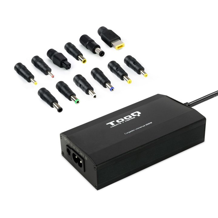 Cargador Universal De Portatil Tooq Tqlc-100bs01m 100w 12 Conectores Puerto Usb