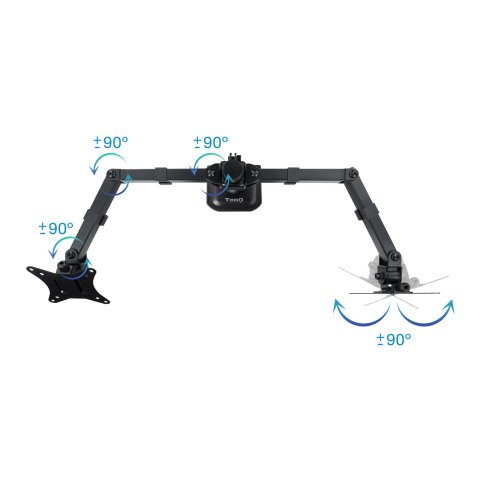 Soporte De Mesa Tooq Db1802tn-b Para 2 Pantallas 17"-32" Gira Incli 2 Brazos Articulados Negro