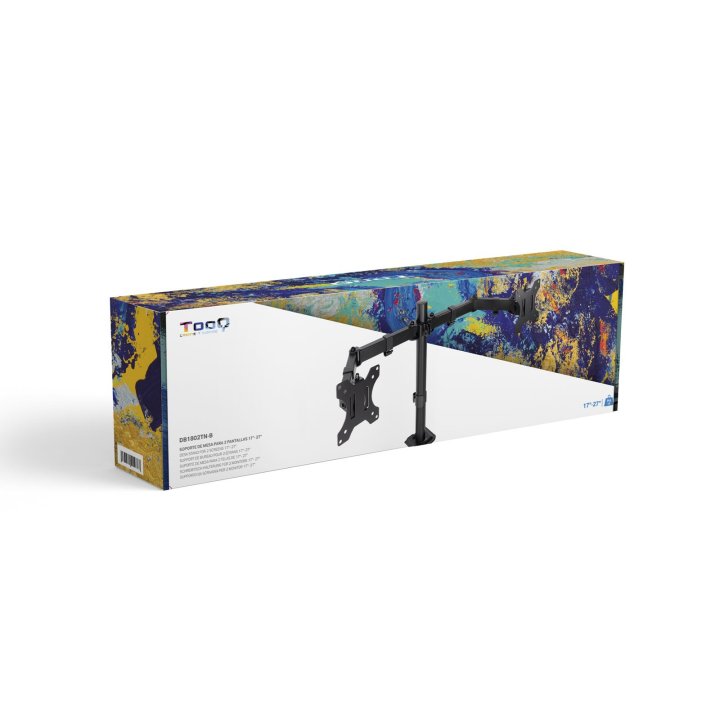 Soporte De Mesa Tooq Db1802tn-b Para 2 Pantallas 17"-32" Gira Incli 2 Brazos Articulados Negro