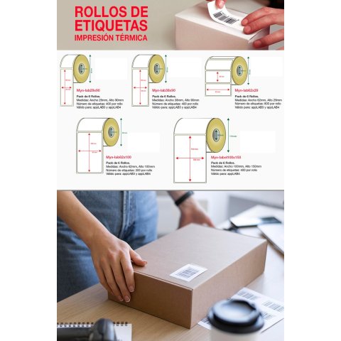 Pack De 6 Rollos De Etiquetas Adhesivas...