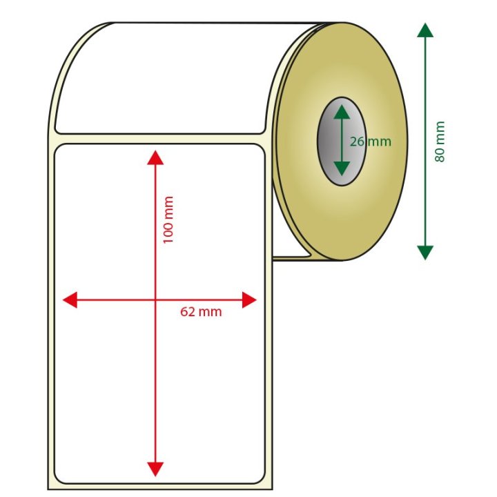 Pack De 6 Rollos De Etiquetas Adhesivas Termicas Blancas Approx Ancho 80mm Tamaño Etiqueta 62x100mm 300u Por Rollo