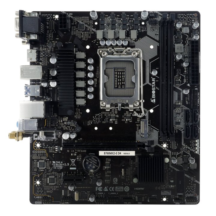 Pb Biostar B760mx2-e D4 M-atx Skt 1700 Hdmi Vga Dvi 2xddr4 3200mhz 1xm.2 4xsata 2.5g Lan Usb 3.2