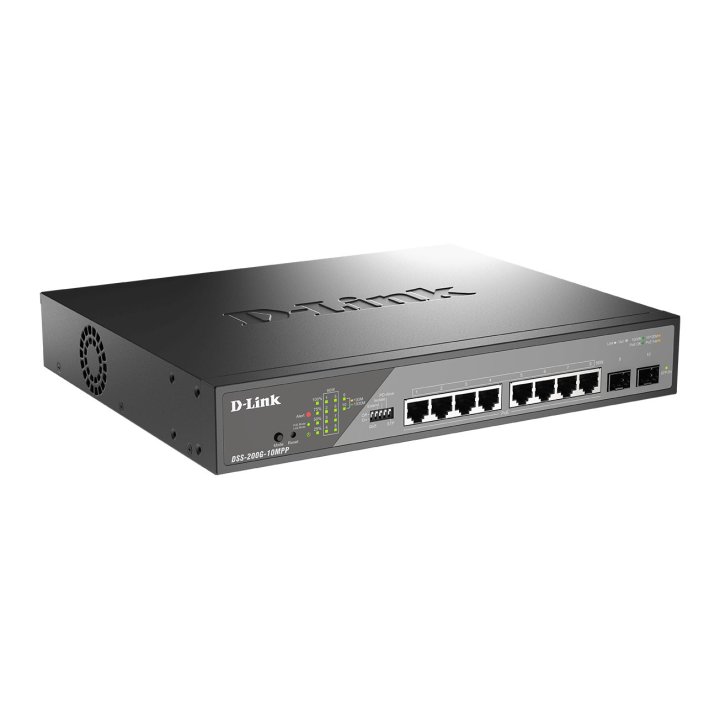 Switch Gestionable D-link Dss-200g-10mpp e Poe+ Poe++ 90w puerto  8x10 100 1000 Mbps + 2g Sfp