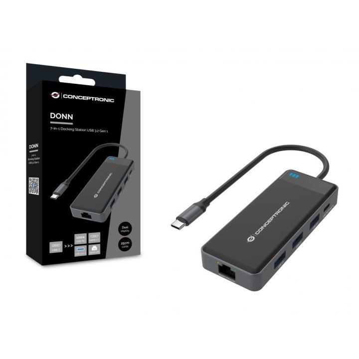 Docking Usb-c Conceptronic Donn14g A 2xhdmi 1xusb-c Pd 100w 3xusb-a 1xgb Rj45