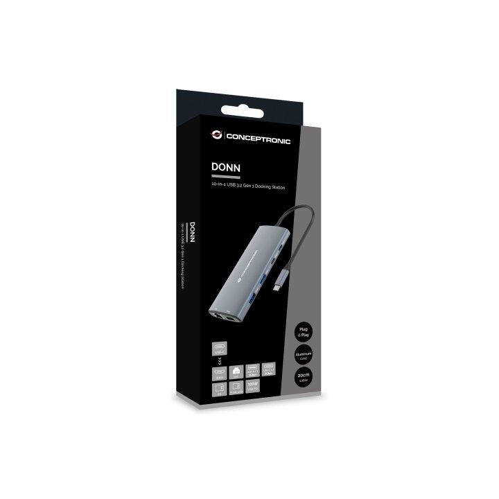 Docking Usb-c Conceptronic Donn06 A 1xhdmi 1xusb-c Pd 60w 3xusb-a 3.0 1xlector Sd 1xlector Microsd 1x1gb Rj45