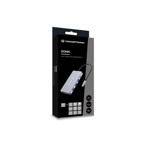 Docking Usb-c Conceptronic Donn20g 1xhdmi 4k 1xvga 3xusb-a 3.0 1xjack 1x1gb Rj45 1xlector De Tarjetas 1xusb-c Pd 100w