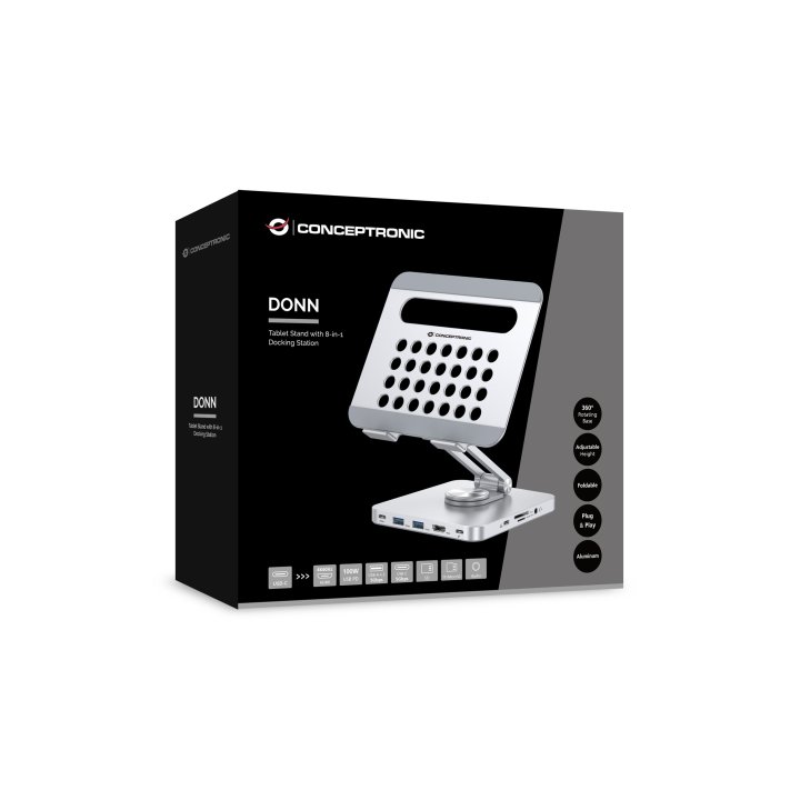 Docking Usb-c Soporte Conceptronic 1xhdmi4k 2xusb-a 3.0 1xusb-c 1xusb-c Pd100w 1x3,5mm 1xsd sdmicro 