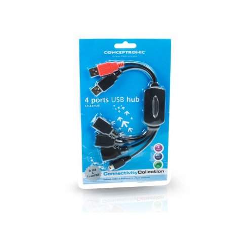 Hub Usb 2.0 Conceptronic 3 Puertos Usb + 1 Mini Usb Y Usb-a De Alimentacion
