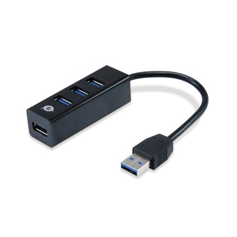 Hub Usb 3.0 Conceptronic Hubbies04b 4 Puertos Usb 3.0 Color Negro Y Adaptador A Usb-c