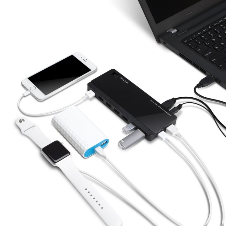 Hub Usb 3.0 Tp-link Uh720 Usb 3.0 7 Puertos + 2 Puertos De Carga Diseño Escritorio Con Adptador De Corriente