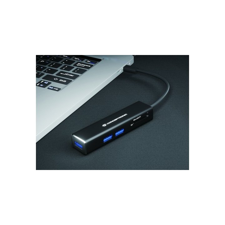 Hub 3.1 Usb-c Conceptronic Donn08 3 Puertos Usb 3.0 Y Lector Tarjetas Sd   Microsd