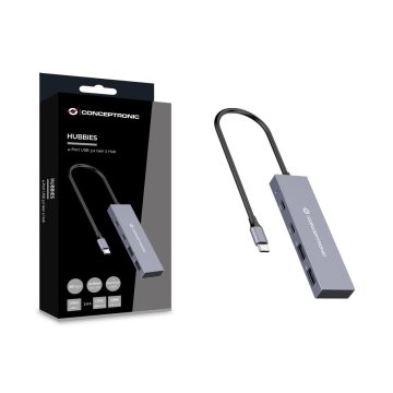 Hub Usb 3.2 Conceptronic Hubbies13g 2 Puertos Usb 3.2 Usb-c 2 Puertos Usb-a Carcasa De Aluminio 2