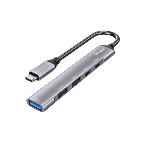 Hub Usb-c 3.2 Equip Life 2 Puertos Usb 2.0 1 Puerto Usb 3.0 1 Puerto Usb-c + 1 Puerto Usb C Carga Hasta 100w Carcasa De Alumi