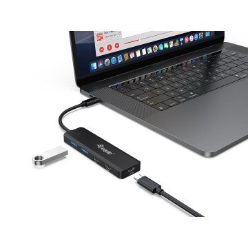 Hub Usb-c Equip Life 128964 4 Puertos 2xusb-a 3.0 2xusb-c 3.2 Compatible Con Thunderbolt 3 4 1xusb-c 5v 2a 2