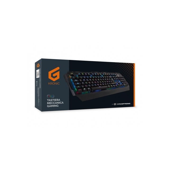 Teclado Gaming Mecanico Conceptronic Kronic01 Italiano Retroiluminado Rgb Usb 8 Teclas Programas