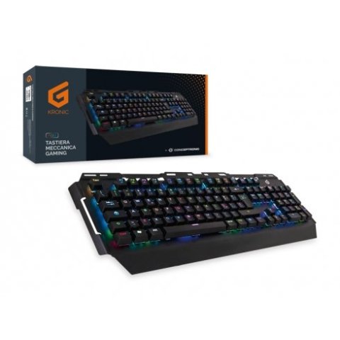 Teclado Gaming Mecanico Conceptronic Kronic01 Italiano Retroiluminado Rgb Usb 8 Teclas Programas