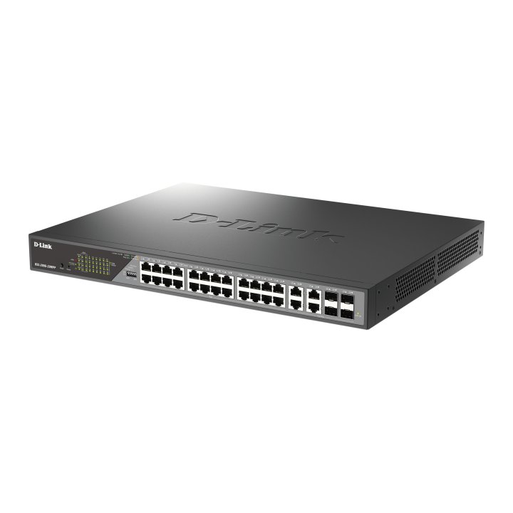 Switch Gestionable D-link Dss-200g-28mp e 24x10 100 1000 Poe , 4xcombo 1000 Mbps Rack 19" 30wxpuerto