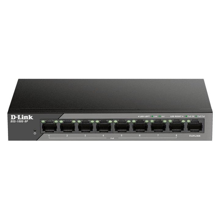 Switch No Gestionable D-link Dss-100e-9p Poe (130w Budget) Hasta 250m 8ptos 10 100 + 1p Giga Uplink