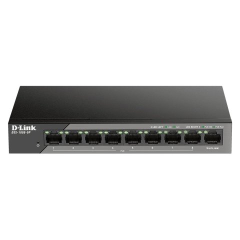 Switch No Gestionable D-link Dss-100e-9p Poe (130w Budget) Hasta 250m 8ptos 10 100 + 1p Giga Uplink