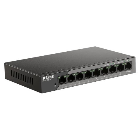 Switch No Gestionable D-link Dss-100e-9p Poe (130w Budget) Hasta 250m 8ptos 10 100 + 1p Giga Uplink