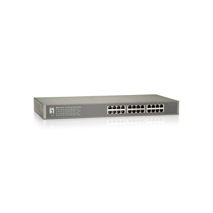 Switch Level One No Gestion 24 Puertos 10 100 Rack 19"