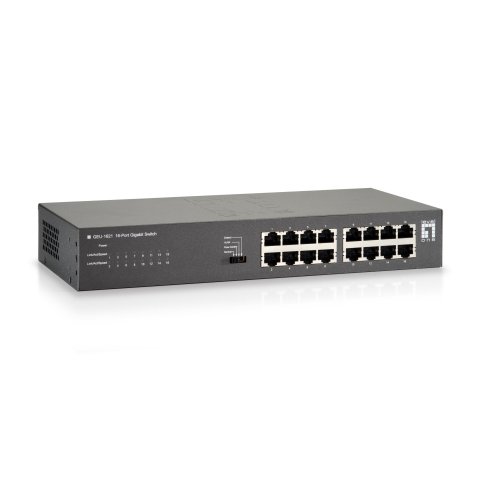 Switch Level One No Gestion 16p 10 100 1000 Mini Con Kit Montaje Rack 19"