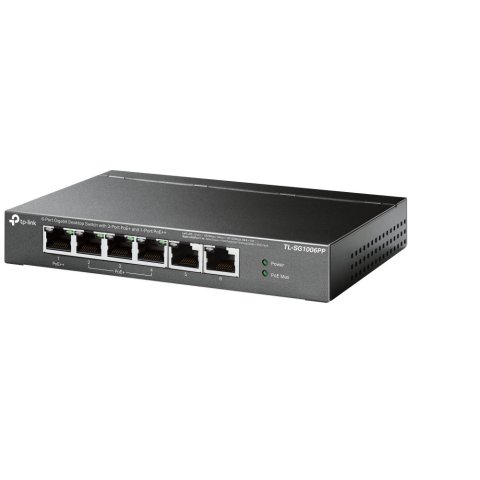 Switch No Gestionable Tp-link Sg1006pp 6p 10 100 1000 Mbps De Estos 3p Poe+ Y 1p Poe++ (64w) Sobremesa No Rack Carcasa Metali