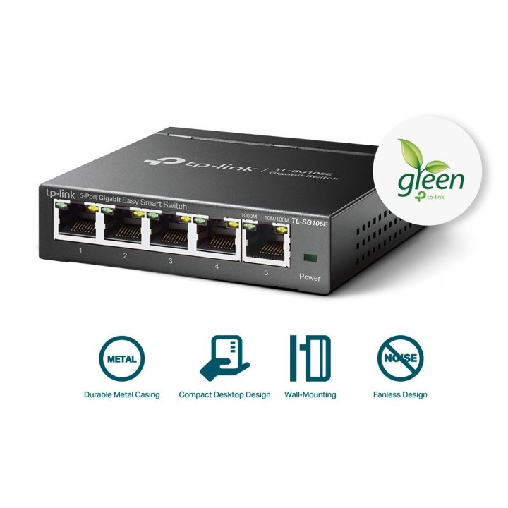 Switch Semigestionable Tp-link Sg105e 5p Giga Carcasa Metalica