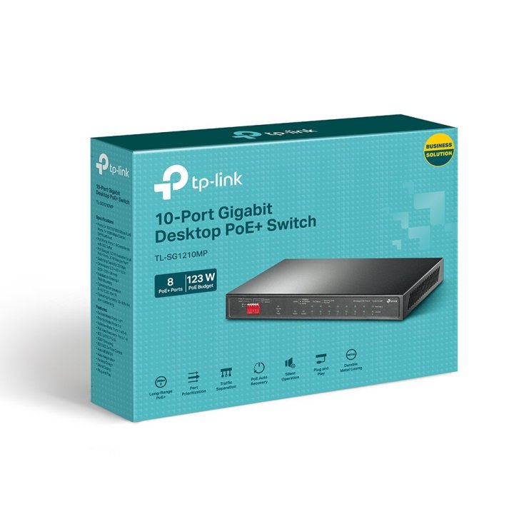 Switch Semigestionable Tp-link Sg1210mp 9p De Los Cuales 8p Giga Poe poe+ 1p Giga Sfp Rj45 Alimentacion Poe 123w Rack 19" 1u