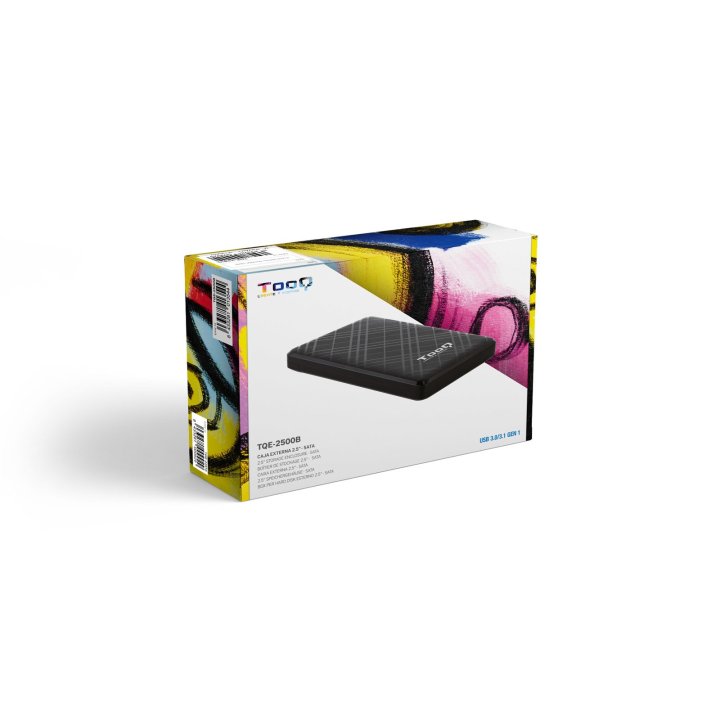 Caja Externa 2.5" Usb 3.0 Tooq Tqe-2500b Negro Para Hd ssd De Hasta 9.5mm Sata Usb 3.0 3.1 Sin Tornillos