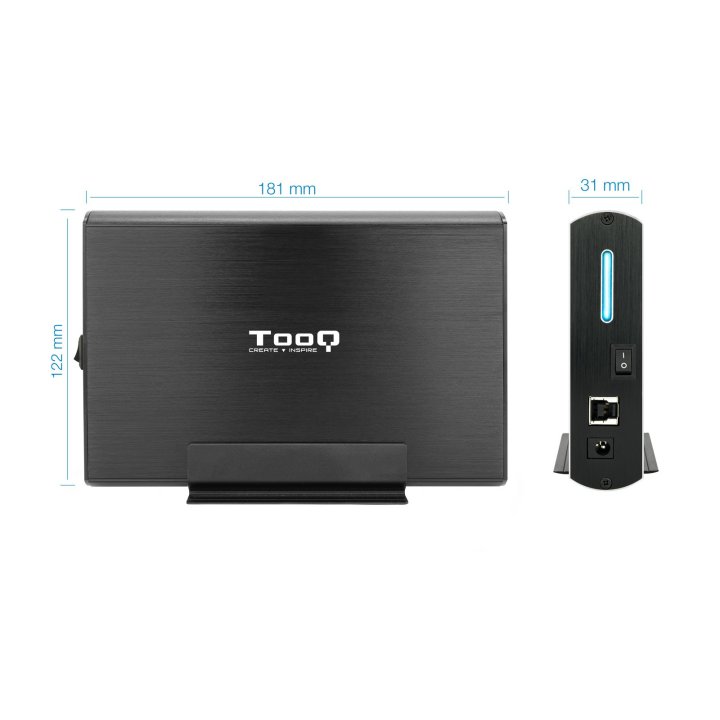 Caja Externa 3.5" Usb 3.0 Tooq Tqe-3531b Para Hd 3,5" Sata Usb 3.0 3.1 Gen1 Negra