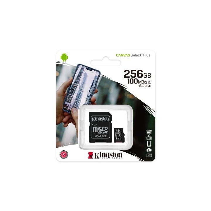Memoria Sd Micro 256gb Kingston Clase 10 + Adaptador Canvas Select Plus 100mb s Sdcs2 256gb