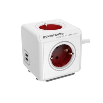 Powercube Original 2 Usb + 4 Tomas Corriente  3metros Cable + Soporte. Regleta Color White red