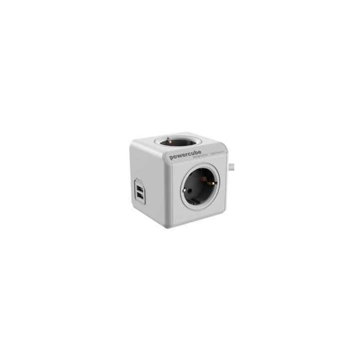 Powercube Original 2 Usb + 4 Tomas Corriente 1.5m Cable + Soporte. Regleta Color White/grey 