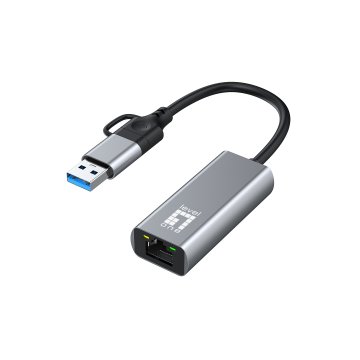 Adaptador Usb-c Level One Usb-0423 A Rj45 1x2.5 Gigabit Con Adaptador A Usb-a 2