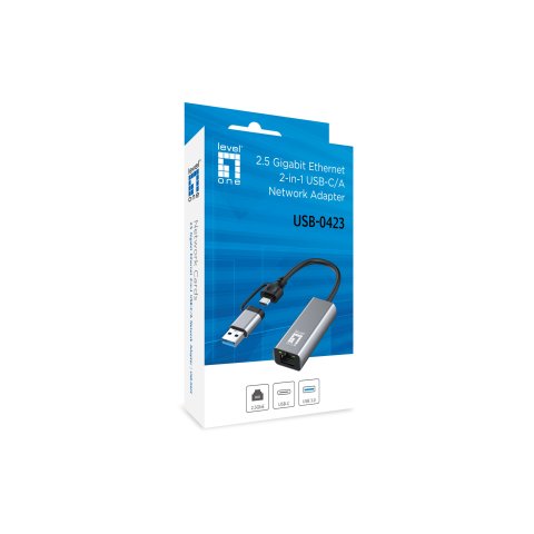 Adaptador Usb-c Level One Usb-0423 A Rj45 1x2.5 Gigabit Con Adaptador A Usb-a