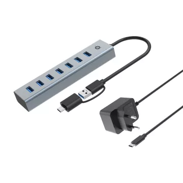 Hub Usb 3.0 Conceptronic Hubbies21gp 7 Puertos Usb-c A 7xusb-a Con Alimentador
