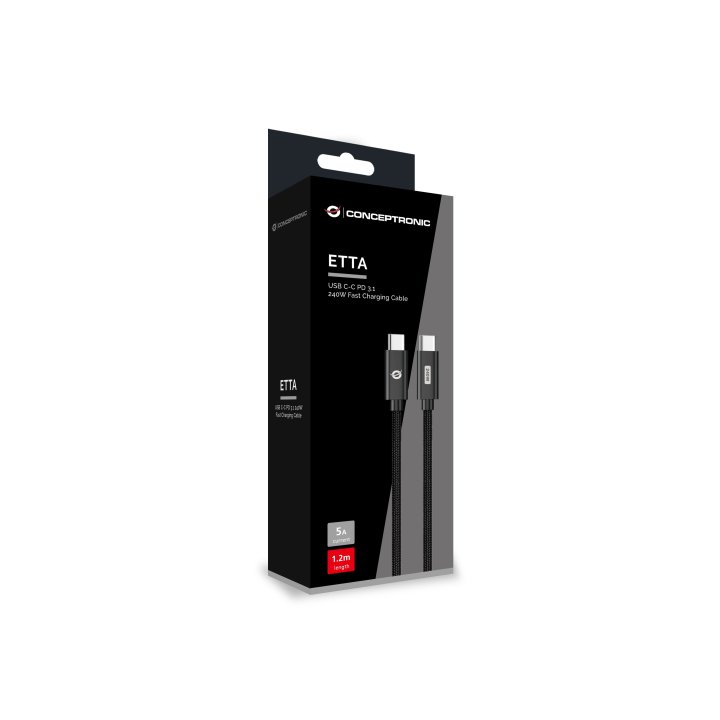 Cable Usb-c Macho A Usb-c Macho 1.2m Conceptronic Pd 3.1 240w 48v 5a  480mbps E-mark