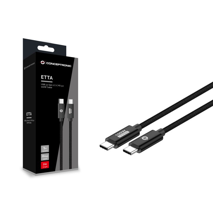 Cable Usb-c Macho A Usb-c Macho 2m Conceptronic Usb 3.2 Gen 2 100w 20v 5a 10gbps E-mark 