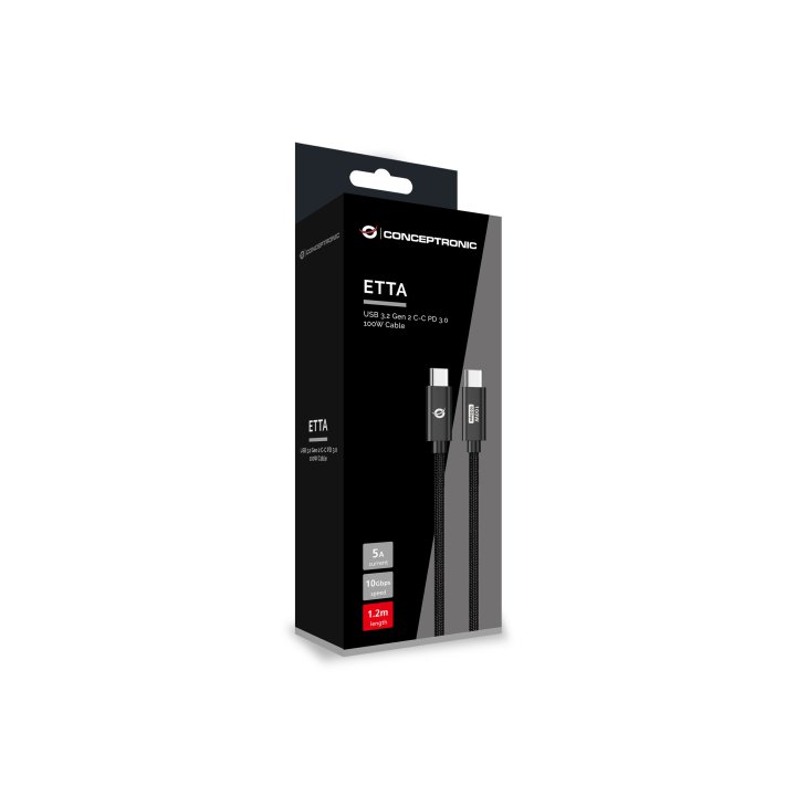 Cable Usb-c Macho A Usb-c Macho 1.2m Conceptronic Usb 3.2 Gen 2 100w 20v 5a 10gbps E-mark 
