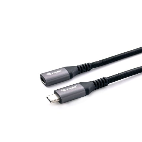 Cable Alargo Usb-c Macho Usb-c Hembra Usb 3.2 Gen 2 0,5m Transferencia 10g 4k  Carcasa Aluminio Algodon Trenzado Negro